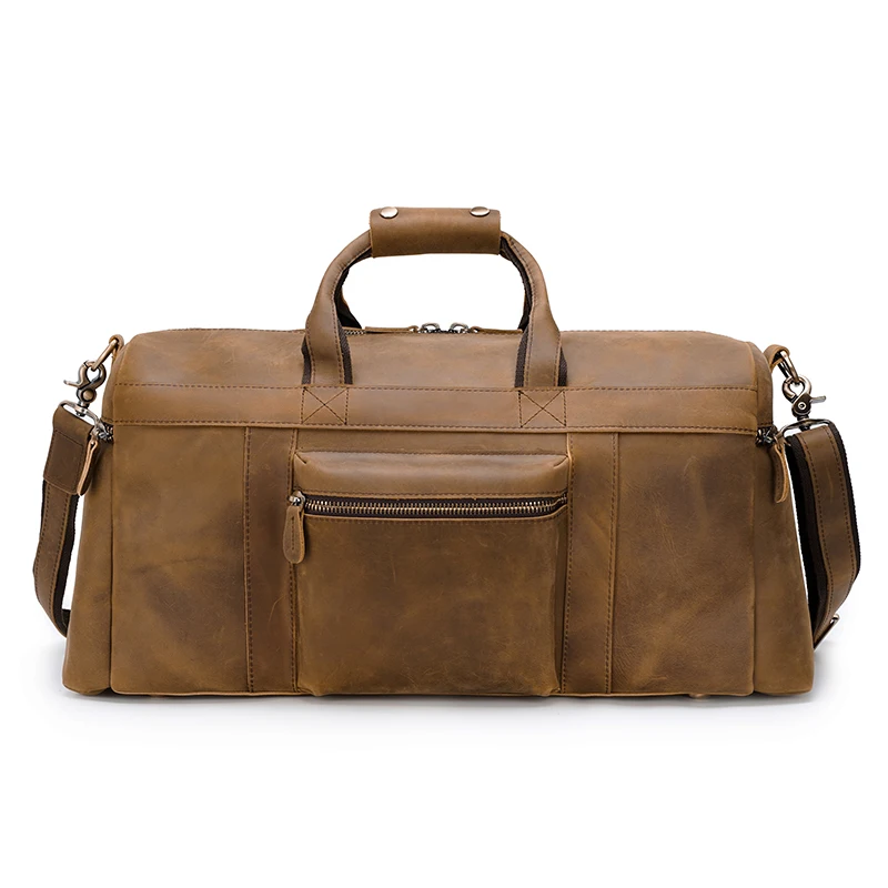 

TIDING Vintage Man Large Capacity Luxury Brown Weekend Duffel Bags Genuine Leather Travel Carry on Bag, Customized color