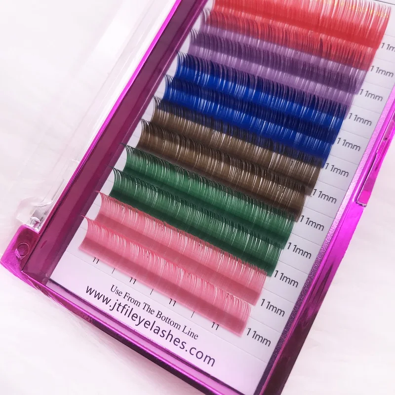 

2021 popular design high quality faux color silk eyelashes extension colored silk eyelash strips