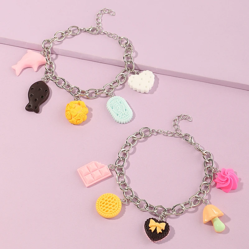 

Children Colorful Fun Cookies Cute Simple Chain Bracelet Jewelry Set