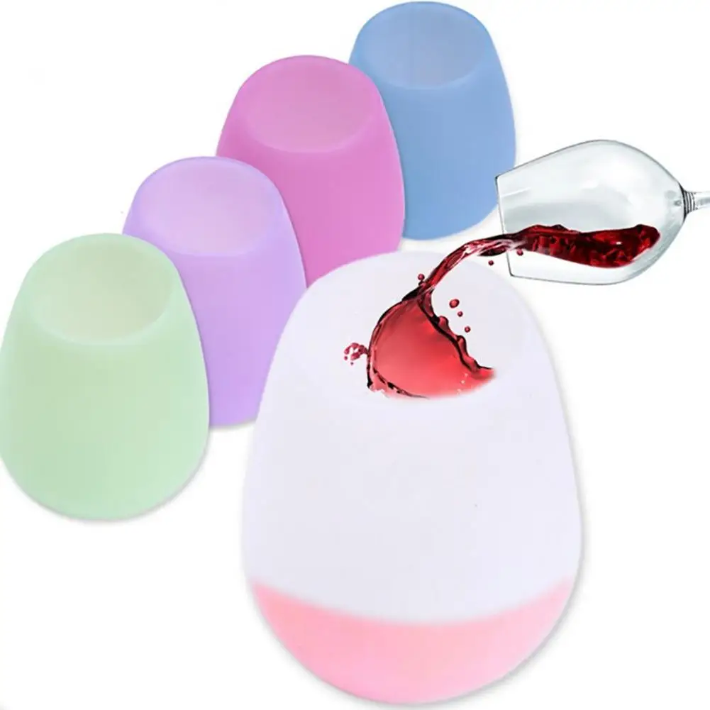 

Eco-Friendly Anti-Fall Anti-Skid Water Cup Folding Colorful Beer Container Portable Silicone Red Wine Glass Red Wine Bottle, Multi color in stock