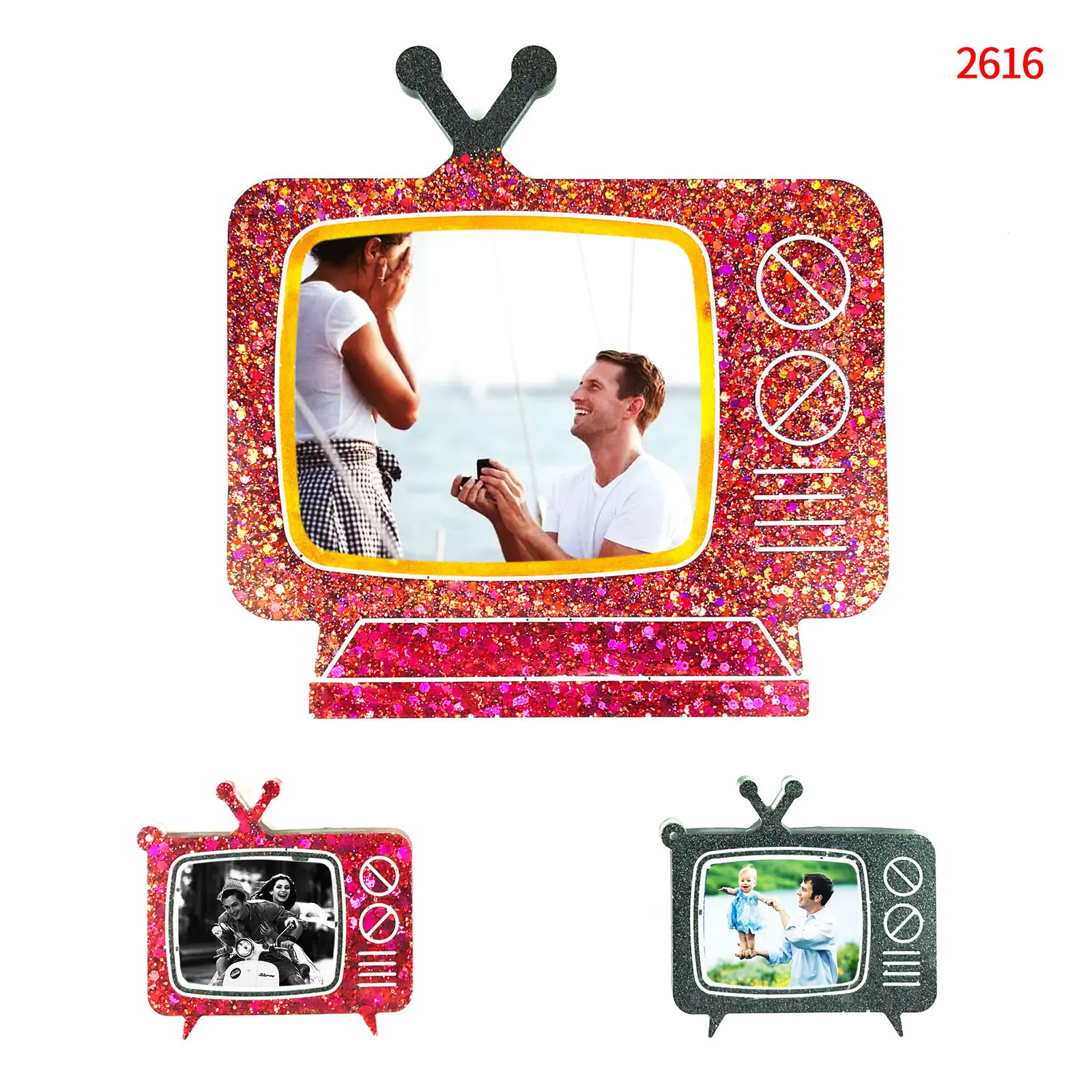 

2616 TV frame silicone mold key chain DIY table decoration wall hanging resin silicone mold