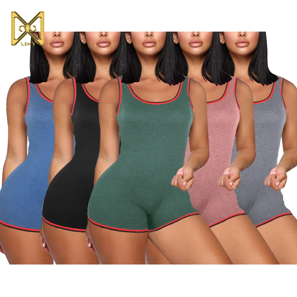 

Tight Short Jumpsuit summer Sleeveless Jumpsuits vest Shorts dropshipping waist trainer Sexy Tight Sports One Piece Jumpsuit