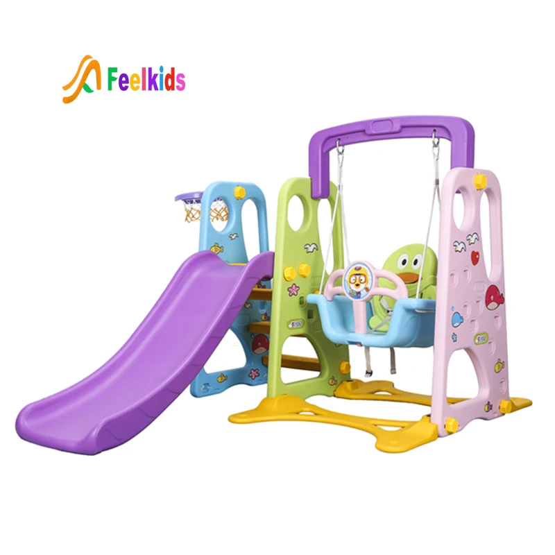 Feelkids Children Plastic Kids Outdoor Playground Swing and Slide factory