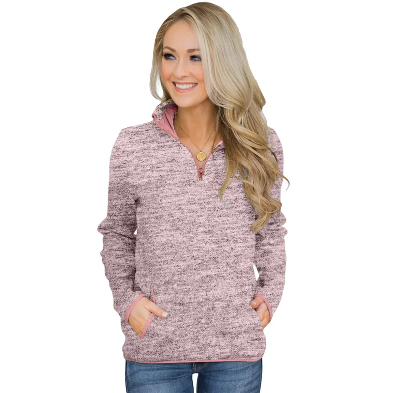 

Hot Sale Women Warm Cardigan Stand Quarter Zip Pullover Sweatshirt