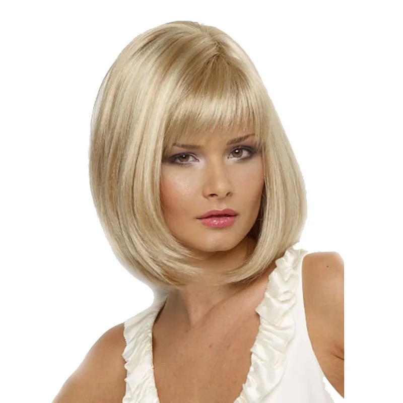 

Dropshipping Wig Bobo Wig Women's Short Straight Hair Light Gold Woman Short Wig Human Hair Straight Fringe Straight Hair