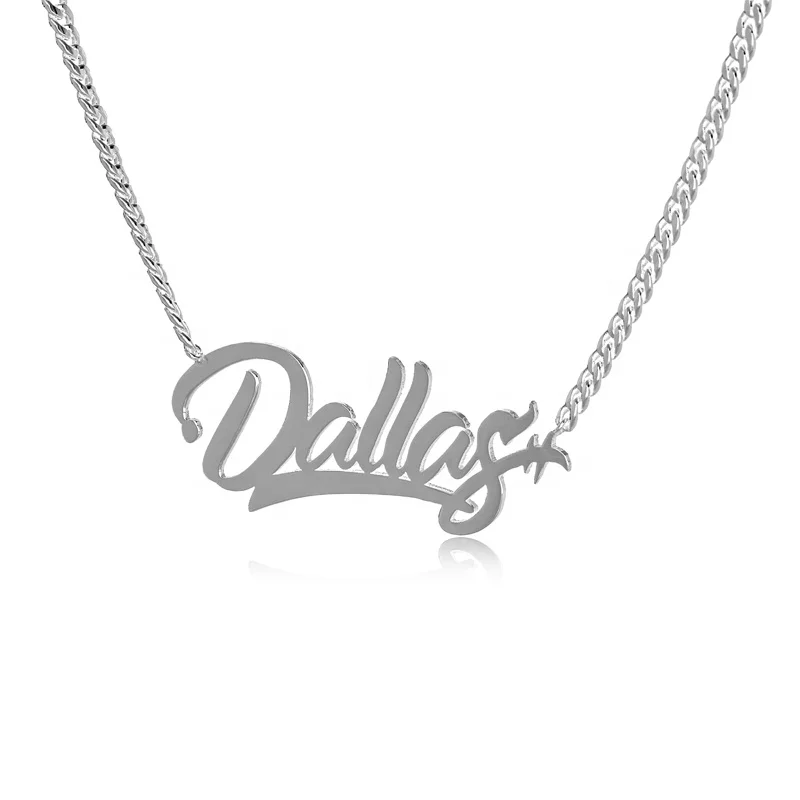 

Cuban Chain Custom Personalized Name Charm Pendant Siver Choker Men Women Jewelry Gifts Stainless Steel Initial Letter Necklaces, Silver/gold