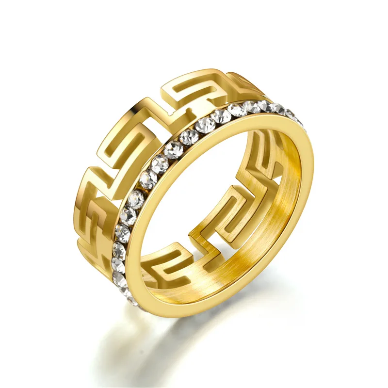 

Fahsionable Crown Shape Inlaid Zirconia 18K Gold Plated Ring Stainless Steel Rings, Picture