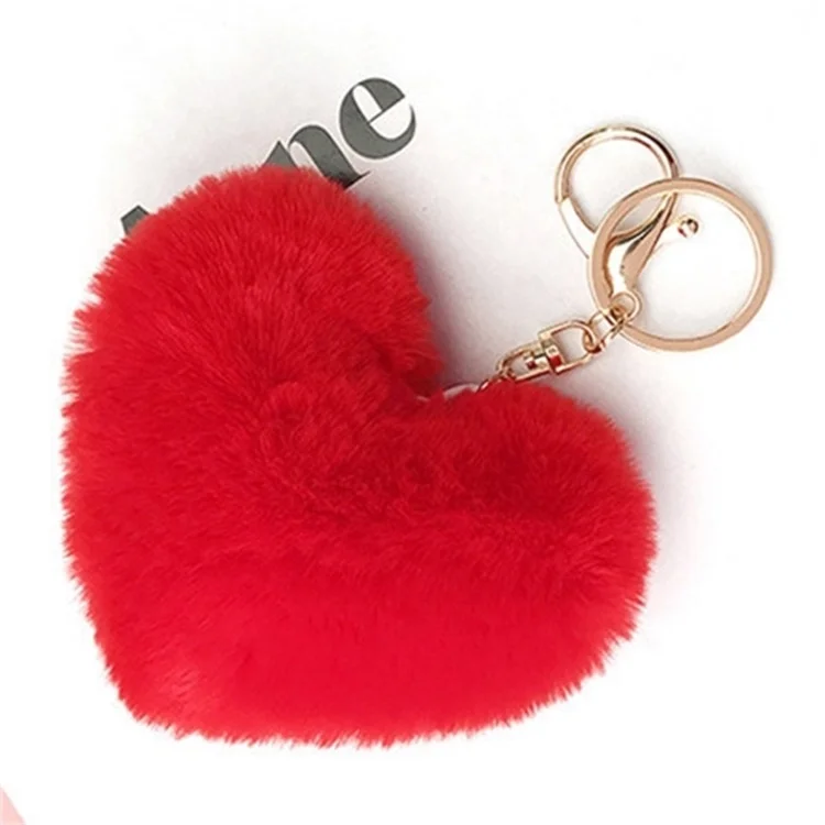 heart pom pom keychain
