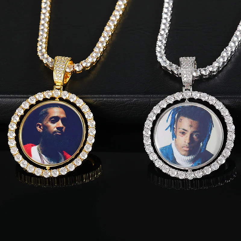 

Hip Hop Personalize Jewelry Custom Photo Memory Medallions Pendant Iced Out Double Sided Photo Pendant