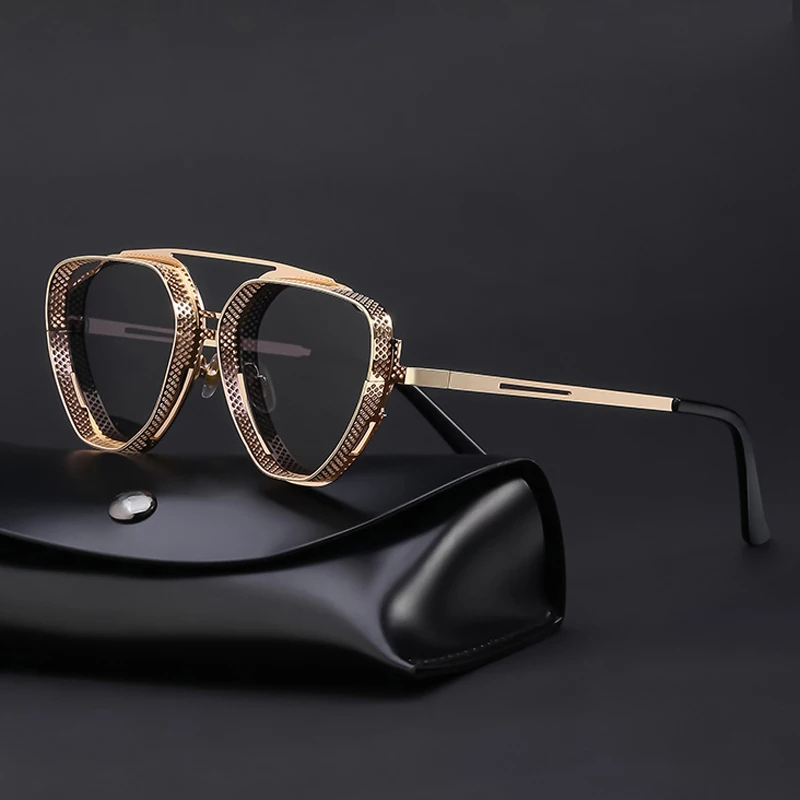 

HBK 2022 Vintage Steampunk Sunglasses Retro Metal Frame Sun Glasses for Men Women Brand Designer Circle Glasses Oculo