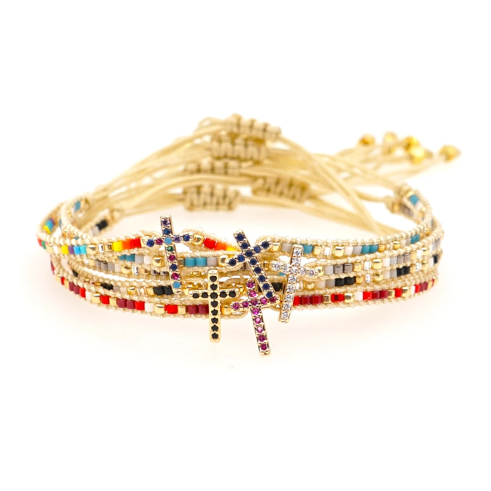 

Go2boho Fashion Christian Cross Bracelet Boho Miyuki Beaded Girlfriend Jewelry Beading Jewellery Handmade Loom Bracelets, Multicolor