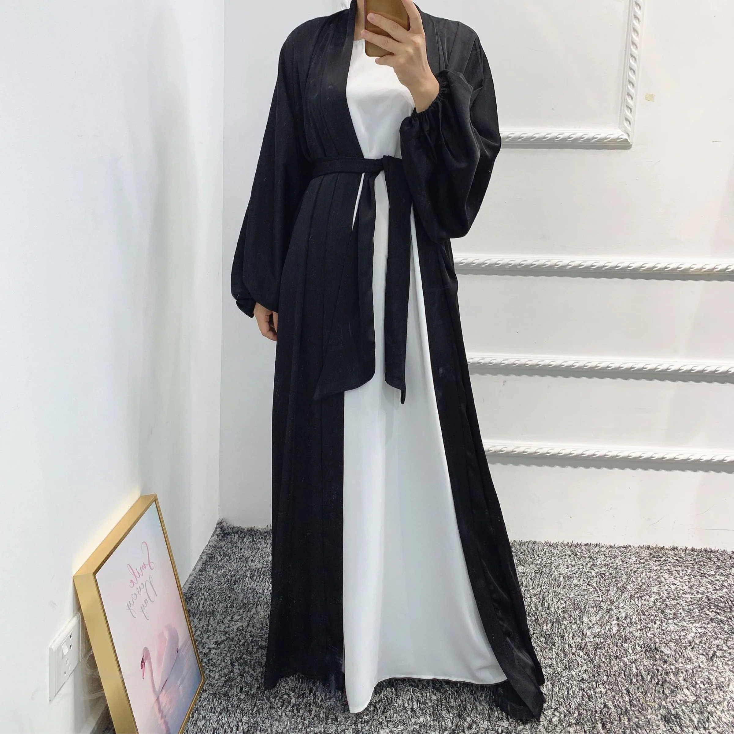 

Muslim Hijab Dress Abaya Dubai Bubble Sleeve Summer Turkish Dresses Abayas For Women Lslamic Clothing Kimono Femme Musulim, 5 colors