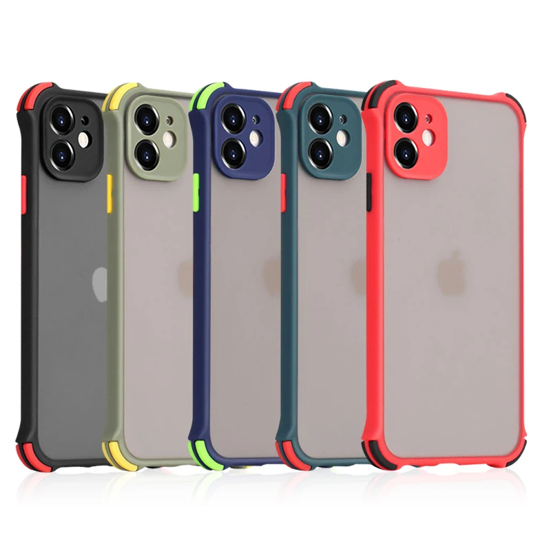 

Hot selling phone case with 4 cornors anti-fall mobile cover for Redmi not 10 pro max matte transparent 2021 phone case for 12, Many colors