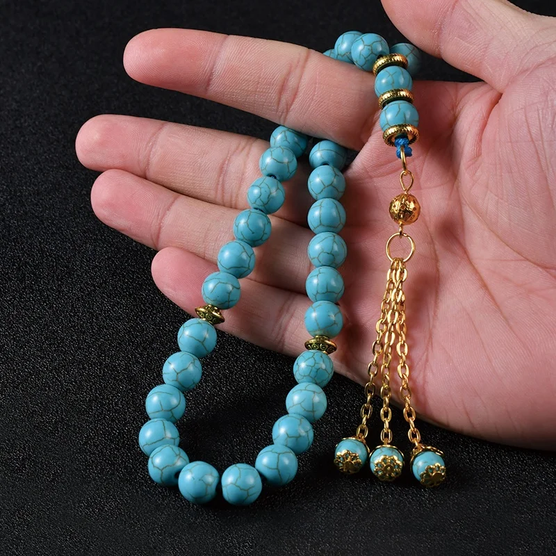 

YS58 Factory Direct Sale Muslim Man islamic tassel bead prayer beads turquoise rosary