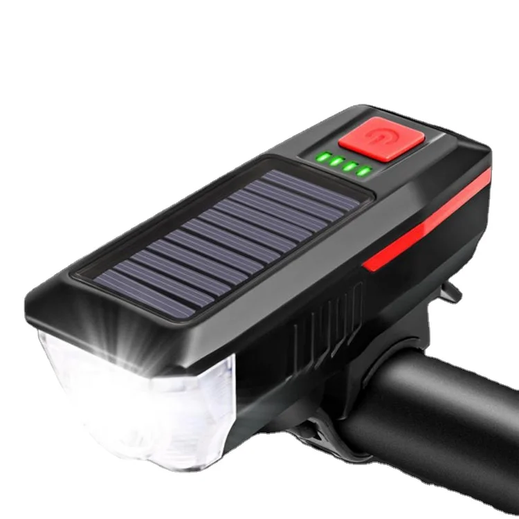 

Best selling brilliant rechargeable bike lamp usb Solar led bicycle frame light with clip horn for night riding