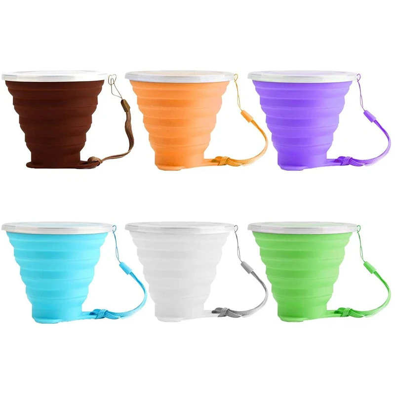 

10% OFF Silicone Reusable Folding Baby Cup Portable Camping Cup with Lids Food Grade Mugs Set for Outdoor Drinking Picnic Snacks, Multi color