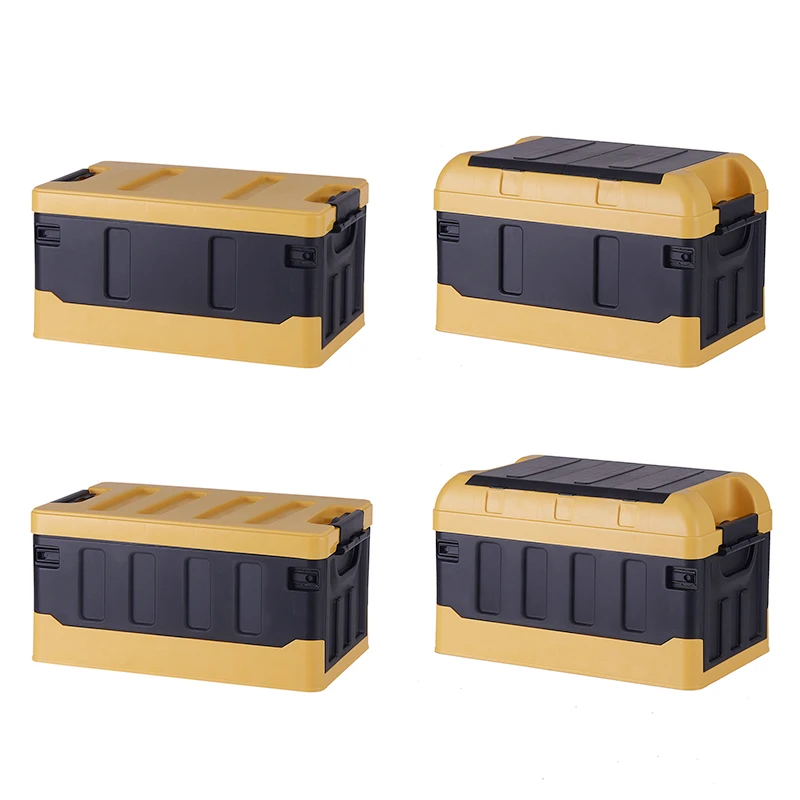 

Stocked Custom Logo Yellow Black Foldable Plastic Folding Storage Box with New Design, Customized