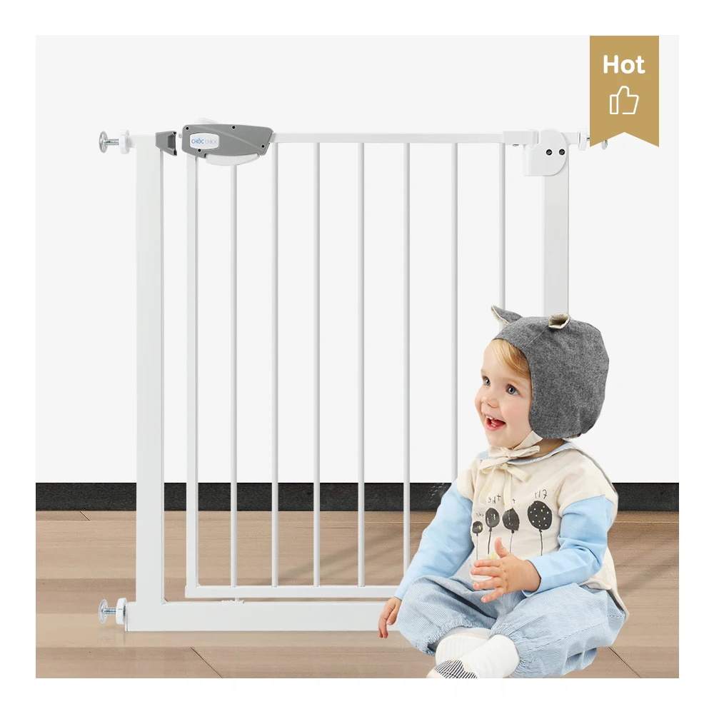 

Chockchick Easy Step Walk safety door fence baby gate retractable, White