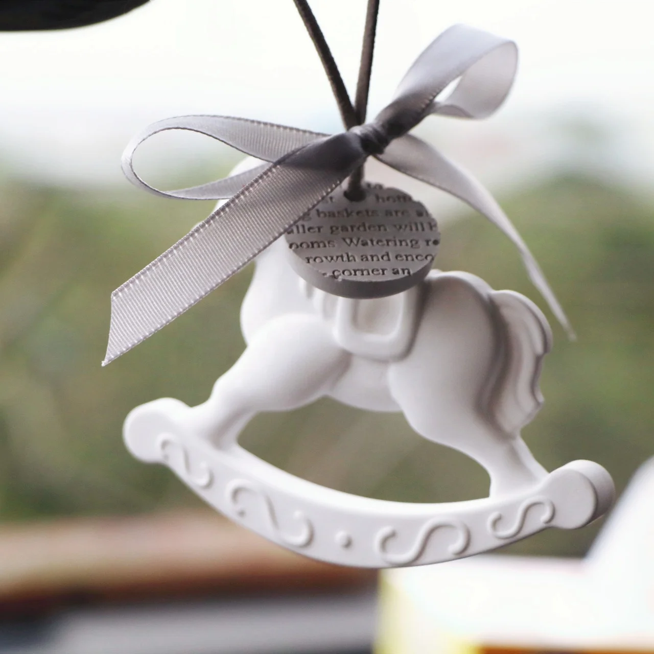 

White Horse Shaped Hanging Car Air Freshener Fragrance Oil Diffuser Scented Aroma Ceramic Stone