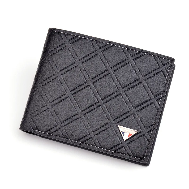 

2021 hot sale fashion Geometric Check wallets leather short wallet for men luxury