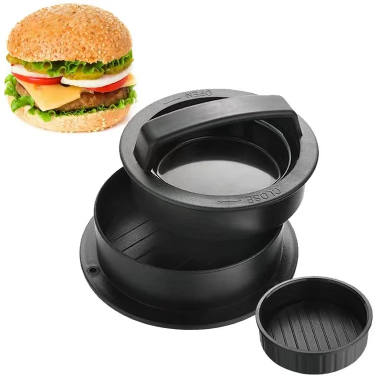 

Amazon 2021 best selling DIY hamburger press food grade plastic burger press stuffed meat 3 in 1 hamburger press patty maker, Black