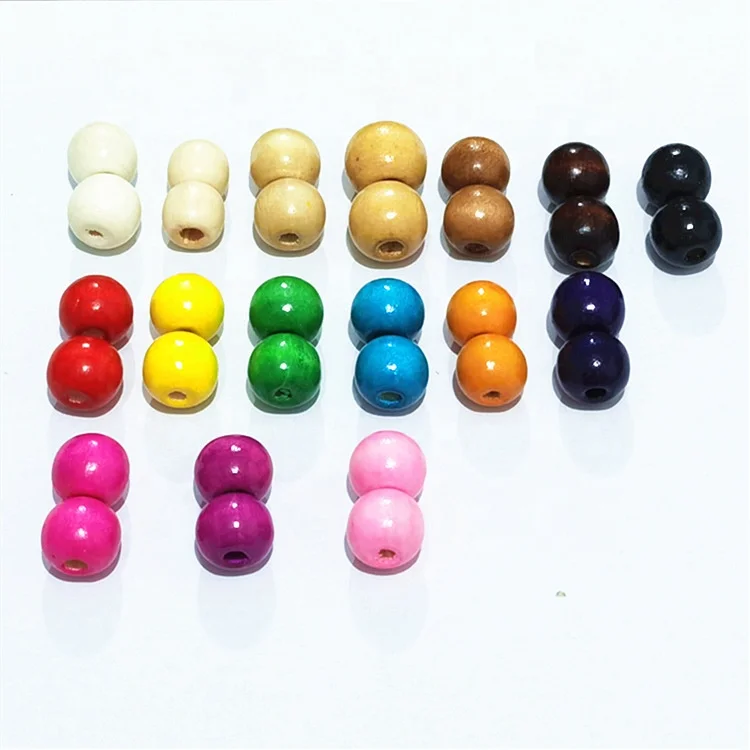 

Natural Multi Color Round Beads large hole maple Wooden Beads