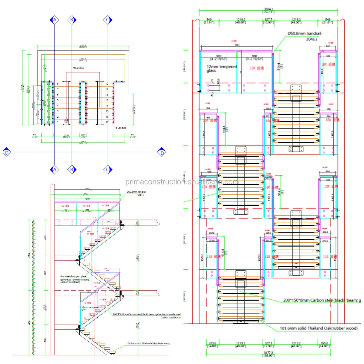 Steel Staircase Detail Drawing Steel Stair Stringer Oak Stringers For ...