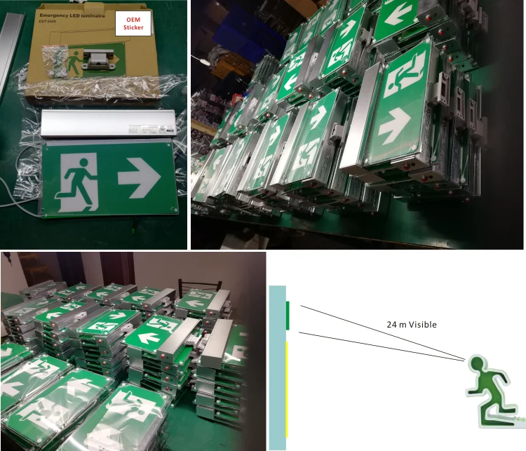 Double Side Face Aluminum 3.6v Nicd 3h Emergency Led Exit Sign