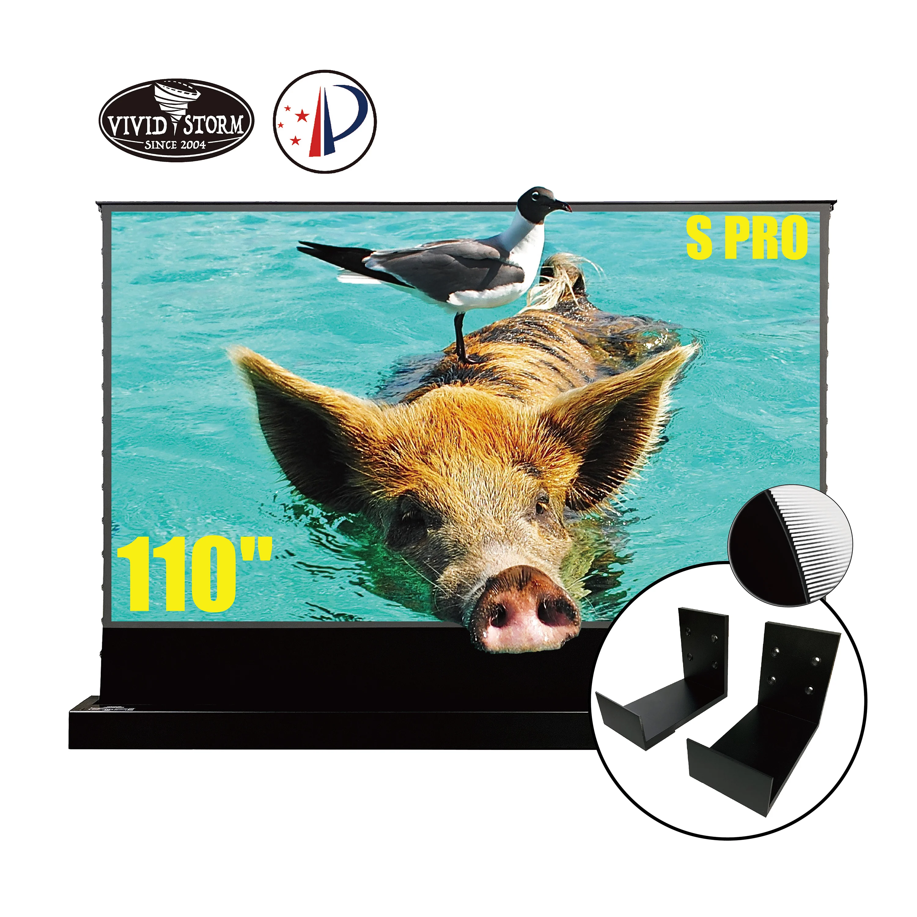 

S Pro 110-inch 16:9 ALR 4K TV Tension Smart floor rising ALR projection screen and wall bracket