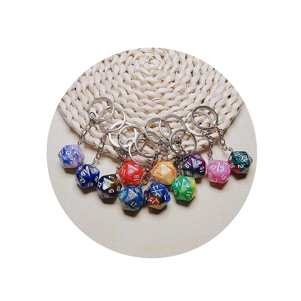 Resin Dice Key Ring Resin Dice Keychains 3D D20 Dice Key Rings Keyfob for Bag Purse Wallet Cellphone or Car Pendant