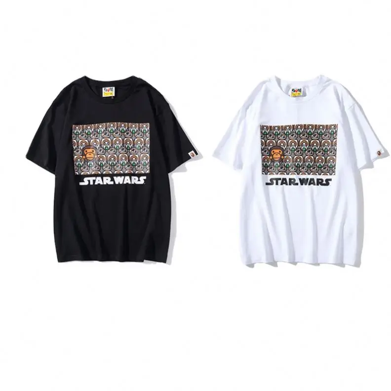 

New Style Unisex Casual T-shirt Ape And Starwars Joint Cartoon Printing Loose Short Sleeve T-shirt, Customized colors