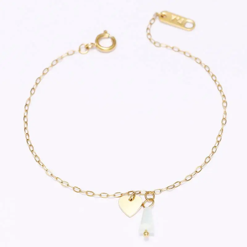 

14K Gold Plated Girls' Fashion Jewelry Heart Shaped Pendant Adjustable Chain Bracelet