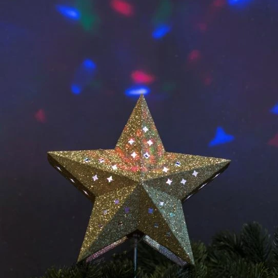 Kanlong amazon hot selling RGB rotating lights Christmas tree decorating lights star snowflake tree toppers projector for decor