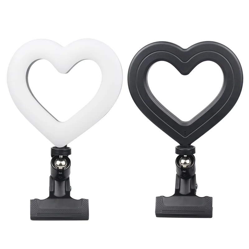 

Mini Selfie Computer Makeup Heart Shape Light 6 Inch RGB Tabletop LED Ring Light With Desk Clip