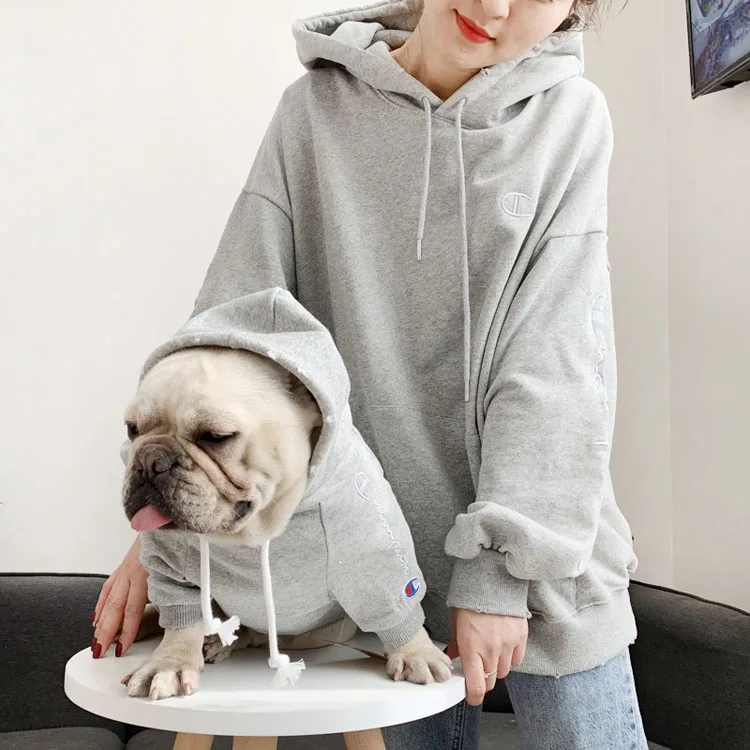 

Wholesale dog clothes embroidery plain color dog hoodie matching dog and owner clothes, Blue, black, grey, pink