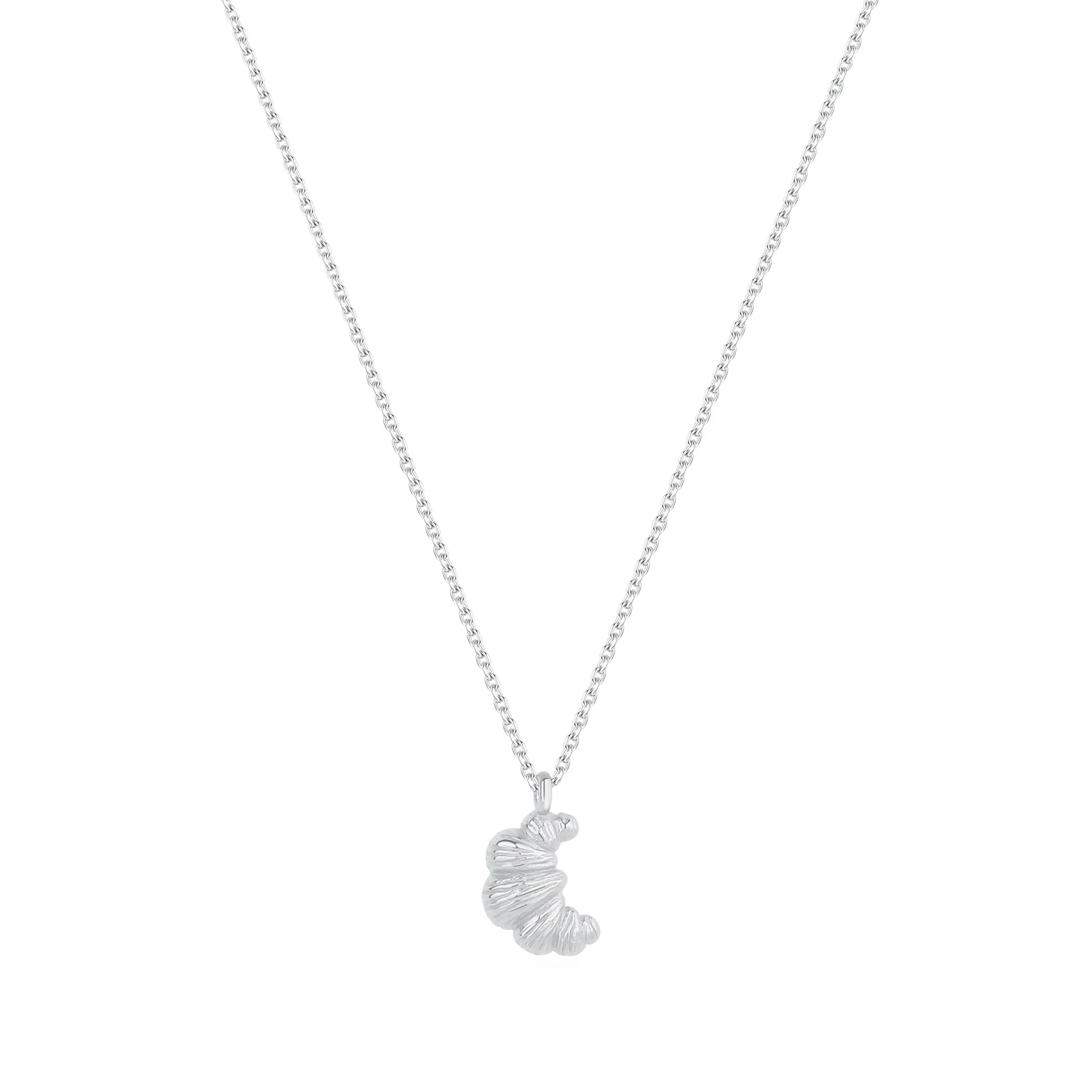 Simple Style Horns S925 Sterling Silver Croissant Pendant Necklace  For Women Girls Fashion Jewelry Gift