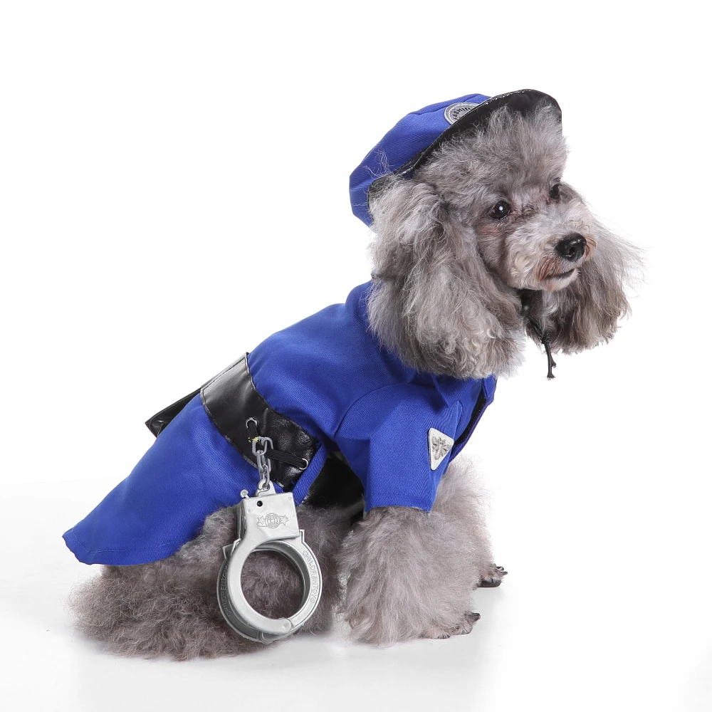 

China Pet Products Factory OEM/ODM Costumes Pet Dog Cat Cool Police Uniform Coat Halloween Cosplay Wholesale Police Dog Clothes