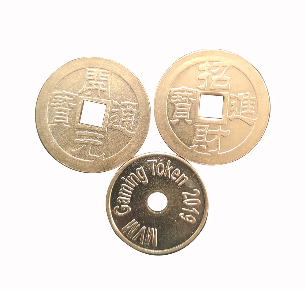 

Wholesale custom cheap arcade metal game machine token coin metal token coin with hole, Silver, gold or other colors
