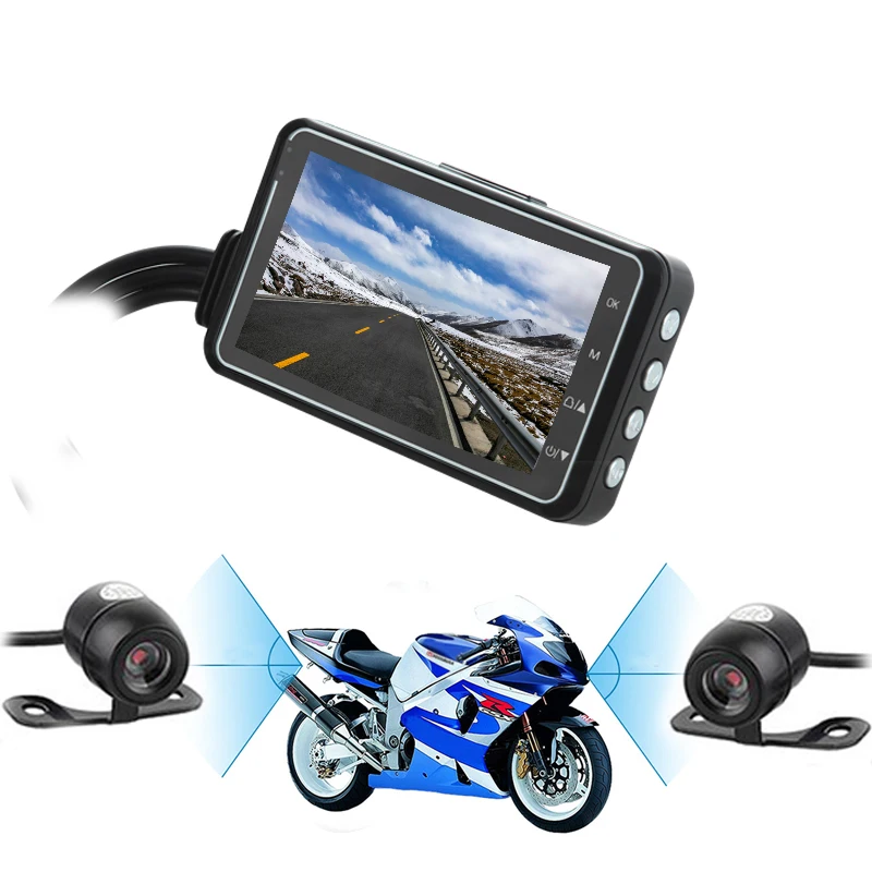 
3inch sports dv 720p dual lens Parking Mode G sensor waterproof motorcycle dash cam 2 channel Motorbike dvr camera  (62598295825)