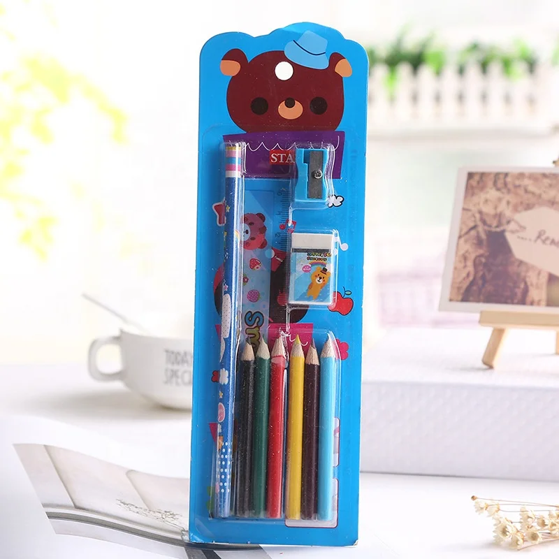
10 piece High Quality Non-toxic DIY price cheap kids stationery set Kids stationary set a sschool supplies 