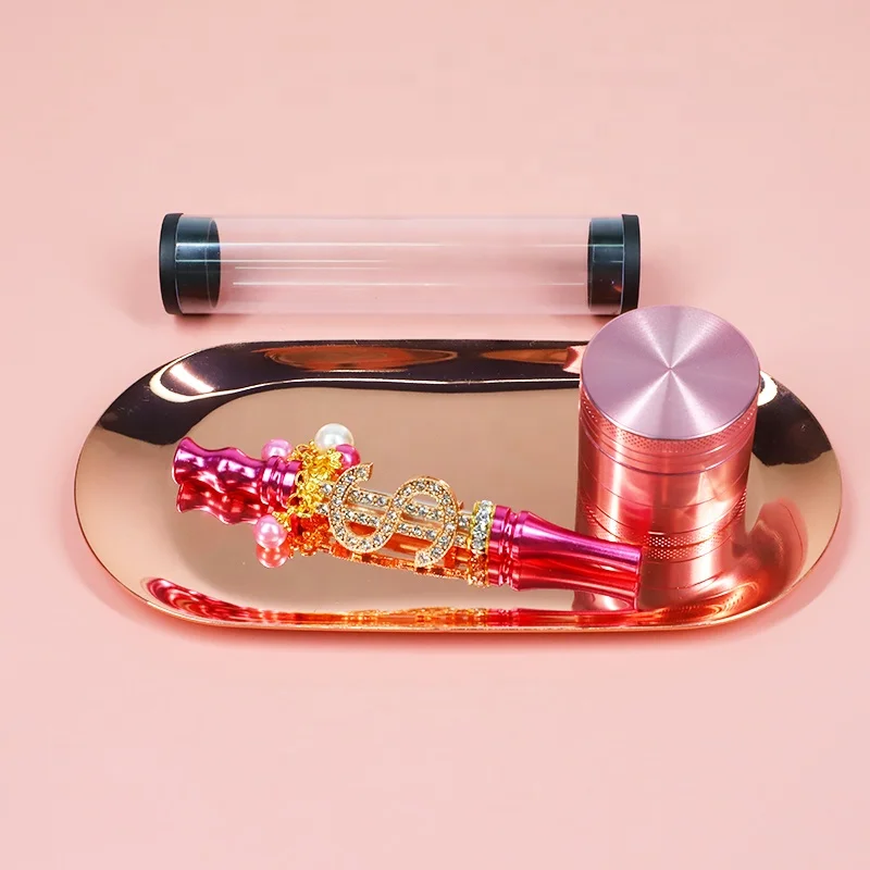 

UKETA OEM rainbow grinders smoking rolling weed tray blunt holder sets with customize logo, Multi colors