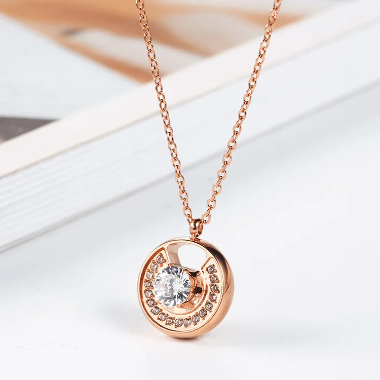 

2020 Stainless Steel Rose Gold Plated CZ Stone Fashion Necklace For Women