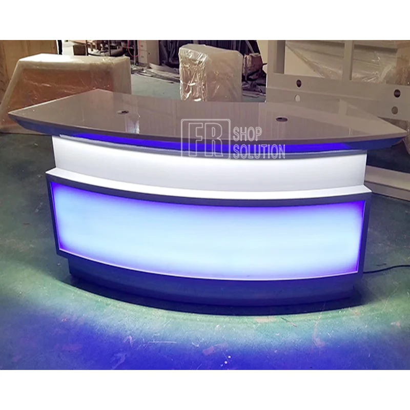 Customized Broadcast Console Table Modern Tv News Studio Table With Led