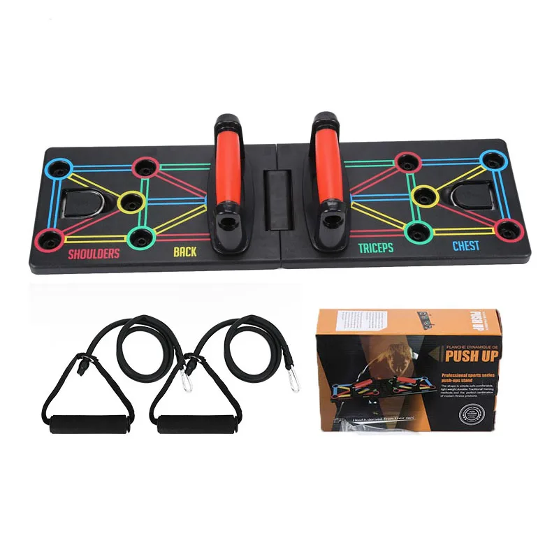 

12 In 1 Push Up Rack Board Fullbody Fitness Workout Comprehensive Portable Folding Push Up Board With Resistance Bands, Black