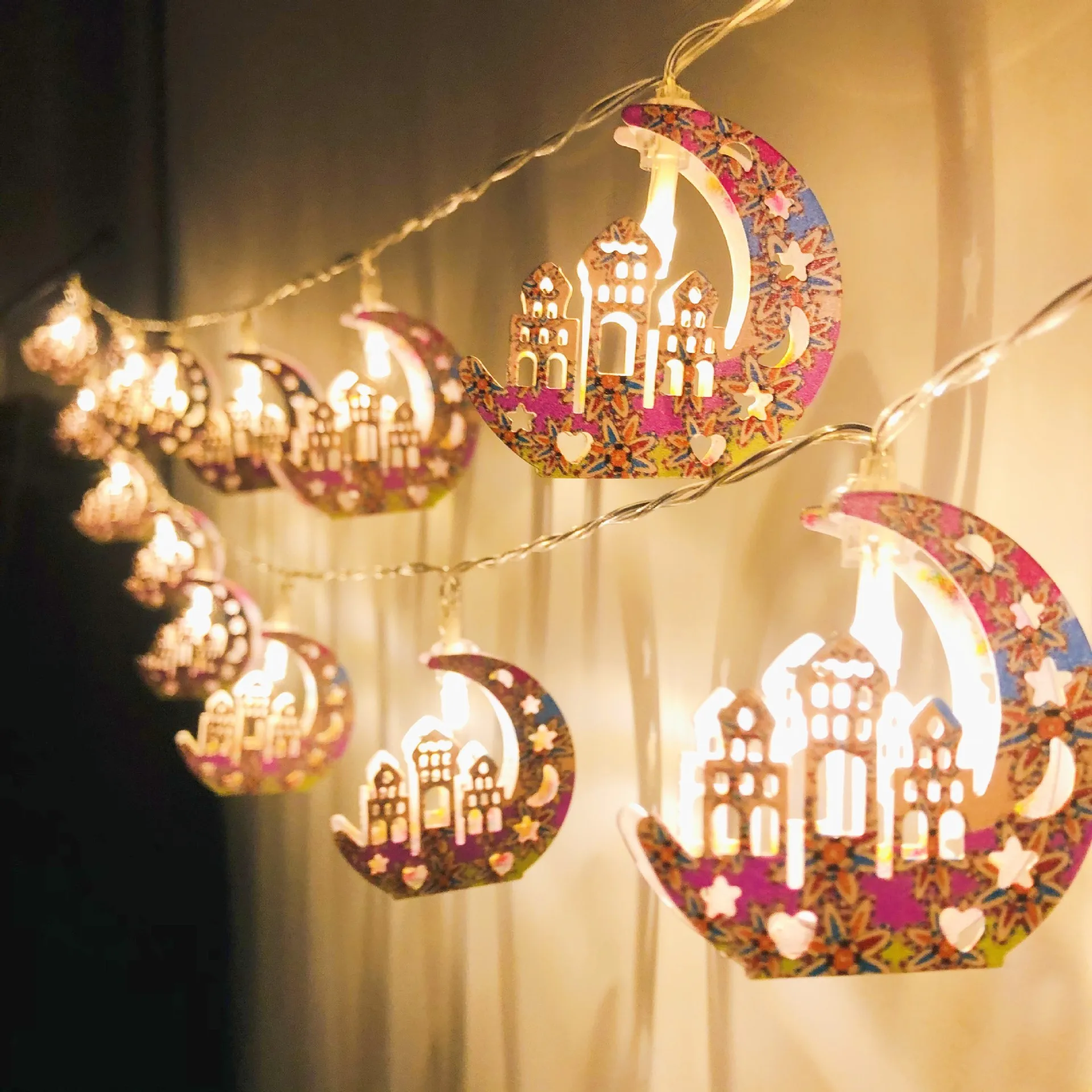 

DAMAI Ramadan Decorations 2024 Eid Mubarak Moon Castle Ramadan Lanterns String Lights Muslim Islamic Decorations Party Supplies