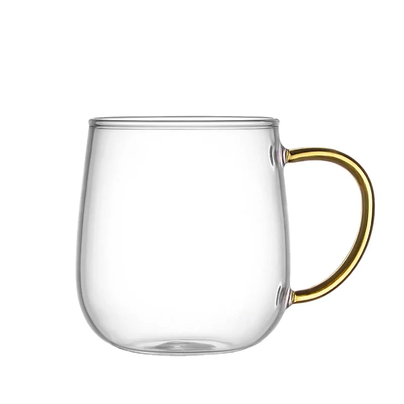 

Wholesale High Quality Coffee and Tea Glass Cups in Bulk with Colorful Handle, Transparent clear