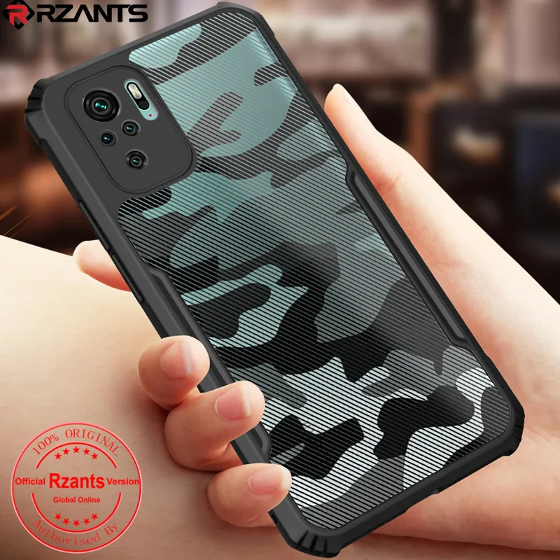 

Rzants For Xiaomi Redmi Note 10 4G Redmi Note 10 Pro Max Case [Camouflage Beetle] Shockproof Slim Crystal Clear Cover Double