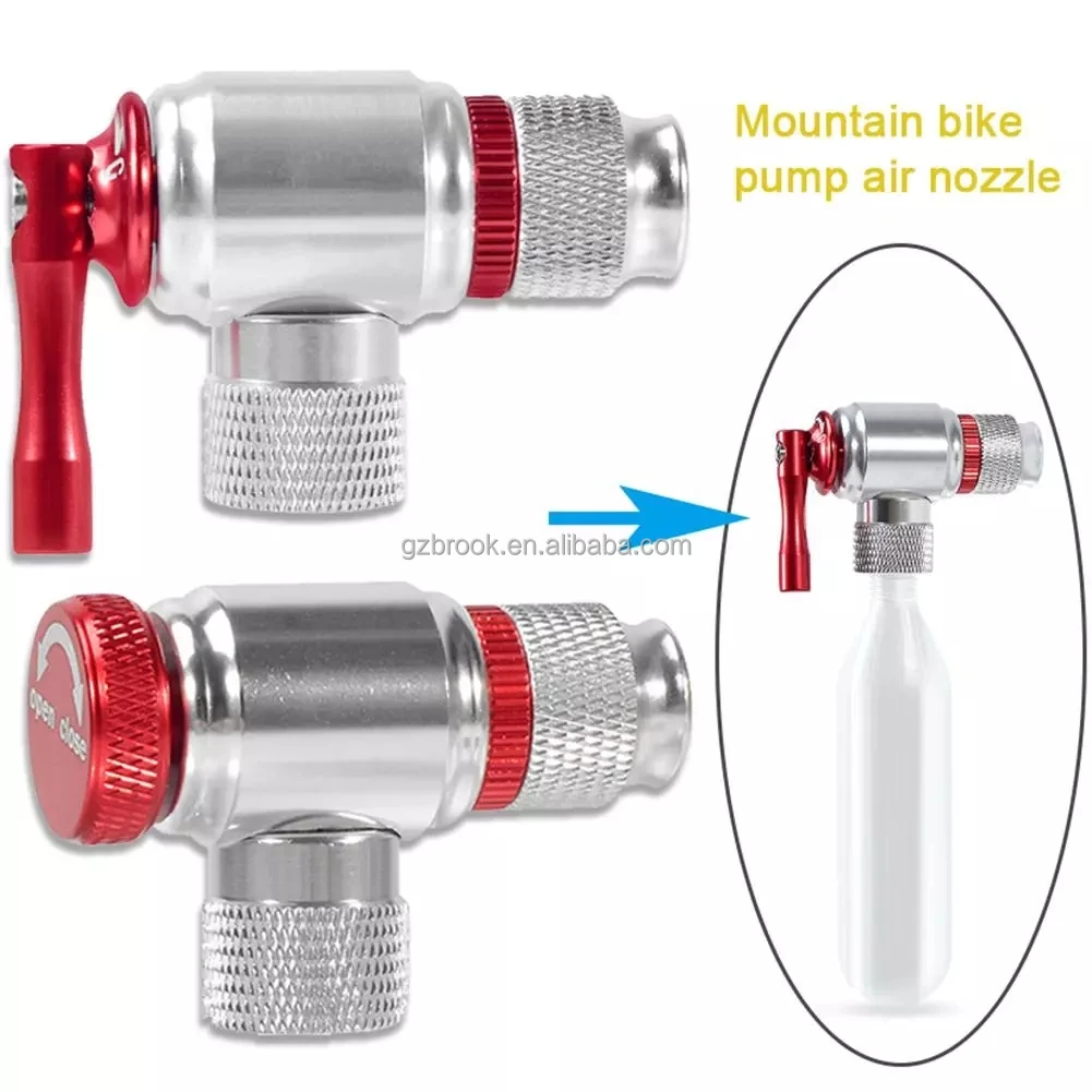 

Portable Mountain bike CO2 cylinder pump Gas Nozzle Bicycle Fast Inflator Inflatable Head Adapter Riding emergency Accessories