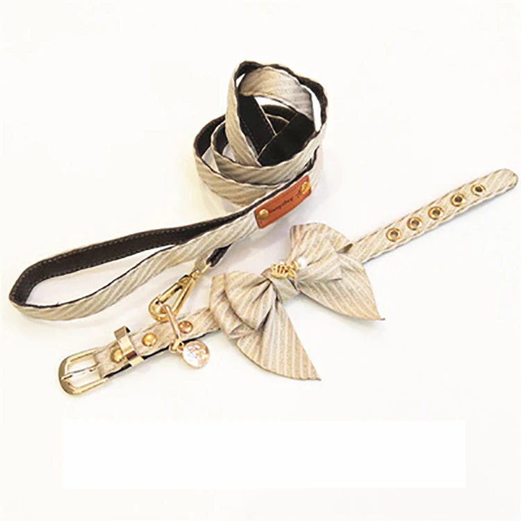 

New Crown Pearl Luxury Bow Leather Customized Pet Dog Collars and Leash for Dogs, Picture