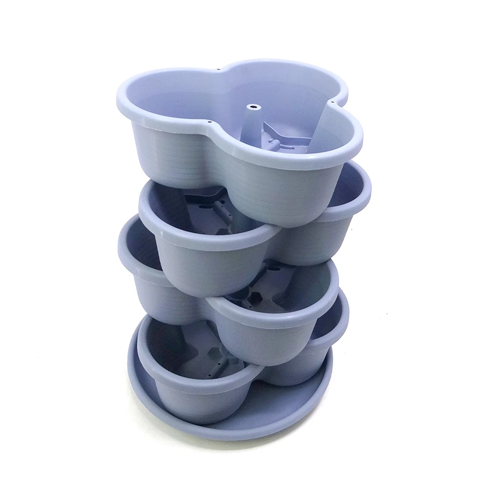 

Wholesale plastic planter stackable flower pots for gardening plants strawberry 3 tiers